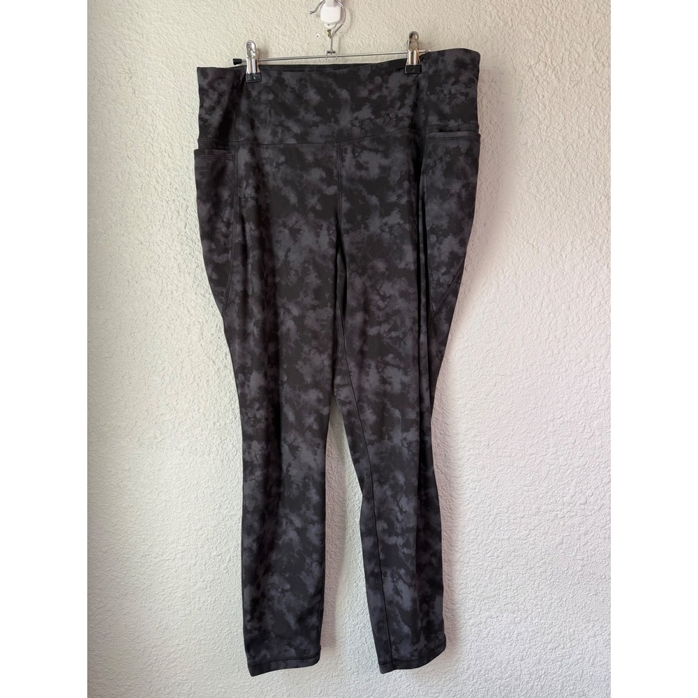 Lane Bryant Livi Soft 7/8 Leggings Plus Size 18/20 Gray Black Tie Dye Pockets